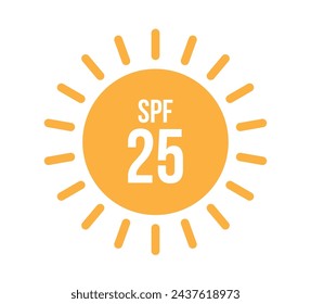 25 SPF vector. Skin protector and UV ray blocker. Comestico and sunburn protective cream