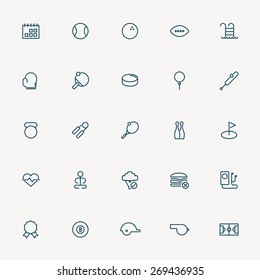 25 sport and fitness minimal line icons