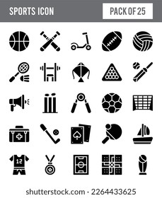 25 Sports Glyph icon pack. vector illustration.