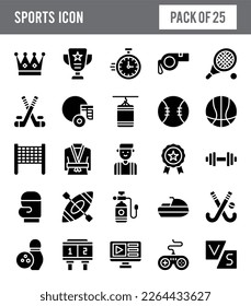 25 Sports Glyph icon pack. vector illustration.
