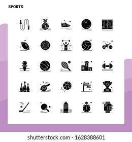 25 Sports Icon set. Solid Glyph Icon Vector Illustration Template For Web and Mobile. Ideas for business company.