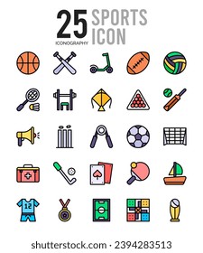 25 Sports. icons Pack. vector illustration.