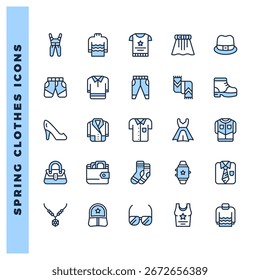 25 Spring Clothes Two Color icons pack. vector illustration.