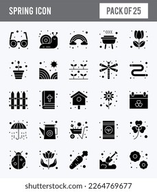 25 Spring Glyph icon pack. vector illustration.