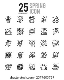 25 Spring icon pack. vector illustration.