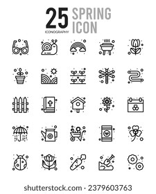 25 Spring icon pack. vector illustration.