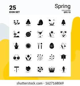 25 Spring Icon Set. 100% Editable EPS 10 Files. Business Logo Concept Ideas Solid Glyph icon design