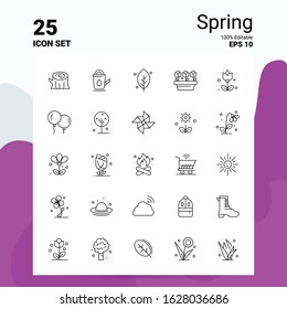 25 Spring Icon Set. 100% Editable EPS 10 Files. Business Logo Concept Ideas Line icon design