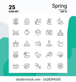 25 Spring Icon Set. 100% Editable EPS 10 Files. Business Logo Concept Ideas Line icon design