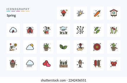 25 Spring Line Filled Style icon pack