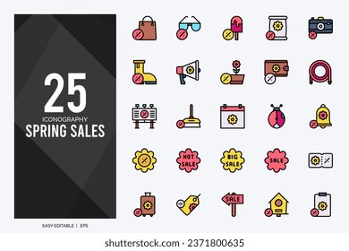 25 Spring Sales Two Color icons pack. vector illustration.