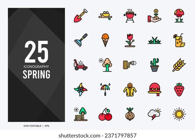 25 Spring Two Color icons pack. vector illustration.