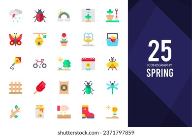 25 Spring Two Color icons pack. vector illustration.