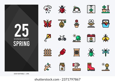 25 Spring Two Color icons pack. vector illustration.