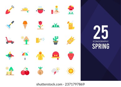 25 Spring Two Color icons pack. vector illustration.