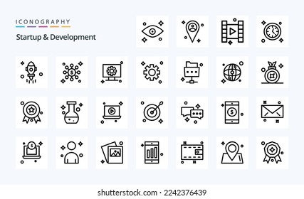 25 Startup And Develepment Line icon pack