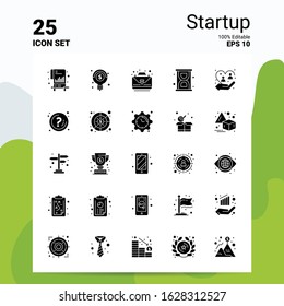 25 Startup Icon Set. 100% Editable EPS 10 Files. Business Logo Concept Ideas Solid Glyph icon design