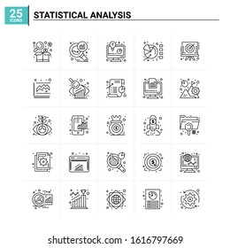 25 Statistical Analysis icon set. vector background