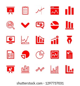 25 statistics icons with down arrow and graph in this set