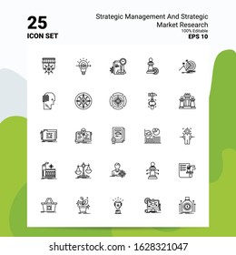 25 Strategic Management And Strategic Market Research Icon Set. 100% Editable EPS 10 Files. Business Logo Concept Ideas Line Icon Design