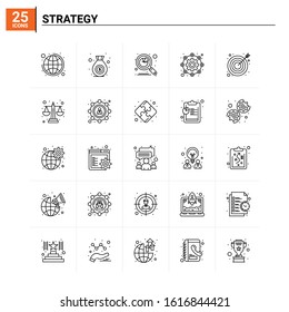 25 Strategy icon set. vector background