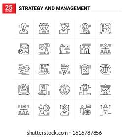 25 Strategy And Management icon set. vector background