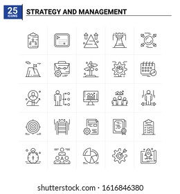 25 Strategy And Management icon set. vector background