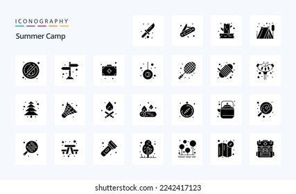 25 Summer Camp Solid Glyph icon pack