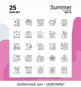 25 Summer Icon Set. 100% Editable EPS 10 Files. Business Logo Concept Ideas Line icon design