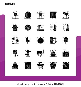 25 Summer Icon set. Solid Glyph Icon Vector Illustration Template For Web and Mobile. Ideas for business company.