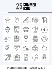 25 Summer Outline icons Pack vector illustration.