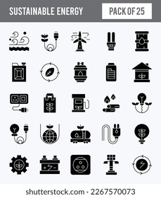 25 Sustainable energy Glyph icon pack. vector illustration