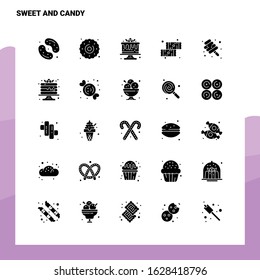 25 Sweet And Candy Icon set. Solid Glyph Icon Vector Illustration Template For Web and Mobile. Ideas for business company.