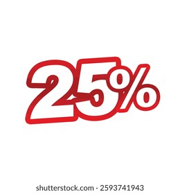 25% symbol to be used in discount, campaign and sale designs on a white background. vector