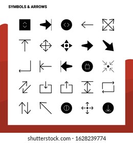 25 Symbols & Arrows Icon set. Solid Glyph Icon Vector Illustration Template For Web and Mobile. Ideas for business company.
