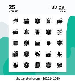25 Tab Bar Icon Set. 100% Editable EPS 10 Files. Business Logo Concept Ideas Solid Glyph icon design