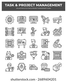 25 Ícones de Gerenciamento de Tarefas e Projetos. Simplifique seu fluxo de trabalho