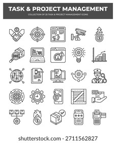 25 Ícones de Gerenciamento de Tarefas e Projetos. Simplifique seu fluxo de trabalho