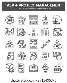 25 Ícones de Gerenciamento de Tarefas e Projetos. Simplifique seu fluxo de trabalho