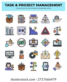 25 Ícones de Gerenciamento de Tarefas e Projetos. Simplifique seu fluxo de trabalho