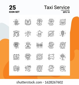 25 Taxi Service Icon Set. 100% Editable EPS 10 Files. Business Logo Concept Ideas Line icon design