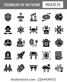 25 Technology of the Future Glyph icon pack. vector illustration.