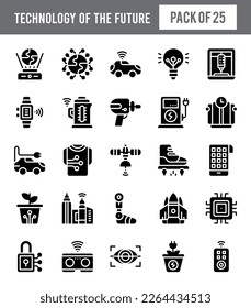 25 Technology of the Future Glyph icon pack. vector illustration.