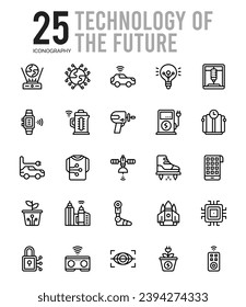 25 Technologie der Zukunft. Icons Pack. Vektorgrafik.