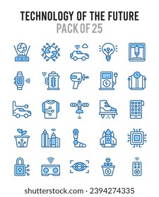 25 Technologie der Zukunft. Icons Pack. Vektorgrafik.