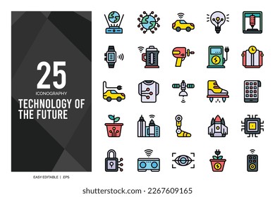 25 Technology of the Future Lineal Color icon pack. vector illustration.