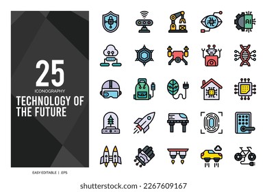 25 Technology of the Future Lineal Color icon pack. vector illustration.