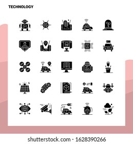 25 Technology Icon set. Solid Glyph Icon Vector Illustration Template For Web and Mobile. Ideas for business company.