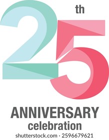 25 th Anniversary Celebration monochrome color of green and red with word Anniversary Celebration gray color at the bottom.