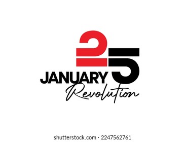 25 th of January Egyptian revolution day celebration logo design typography 